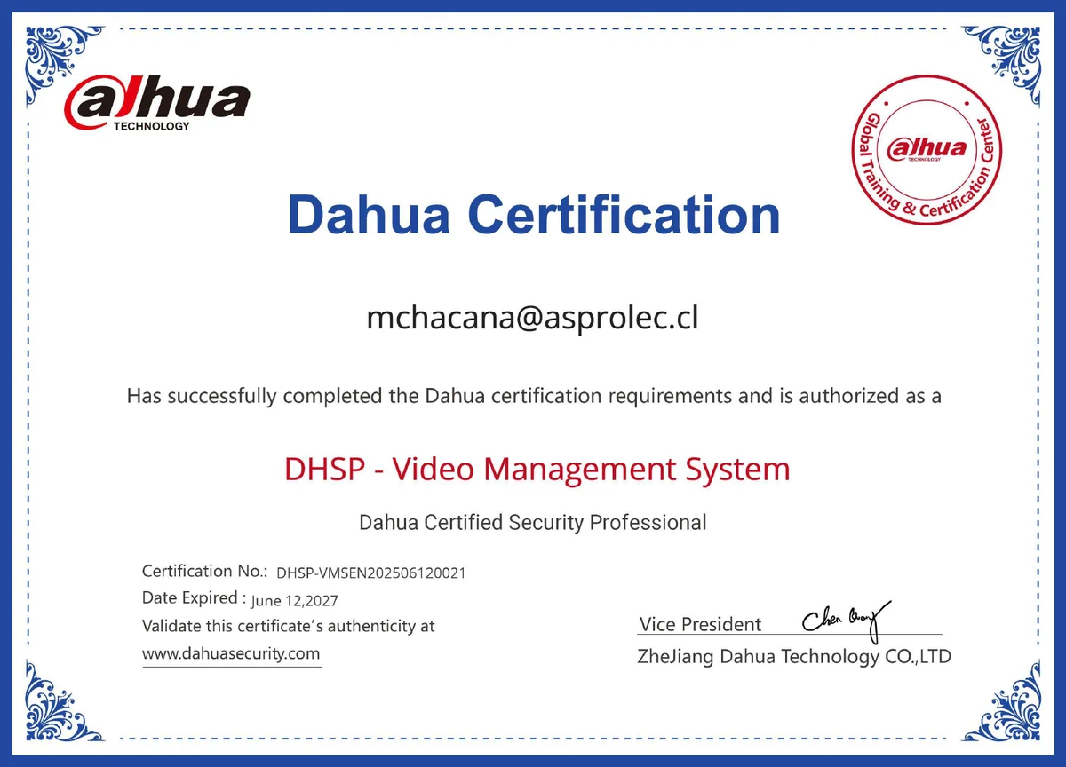 Certificación Dahua DHSP VMS